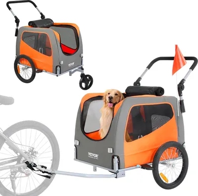 Zdjęcie produktu dla Przyczepka rowerowa dla psa do przewozu transporter do 30 kg pomarańczowy