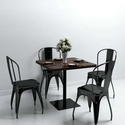 Obrázek produktu pro Maison Exclusive – Bistro stůl z MDF a oceli, čtvercový, 80 × 80 × 75 cm, tmavý jasan