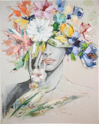Immagine prodotto di Gilde Bild, rechteckig, "Frau mit Blumenhut", Blumendesign, Fraumotiv, Kiefernholz, mehrfarbig, VE 1, L. 3 cm, B. 80 cm, H. 100 cm 38015 4063387380154