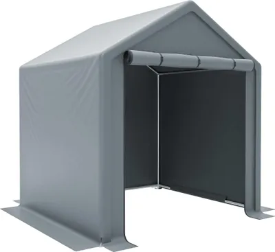 Produktbild von Zeltgarage 6x4x3m Grau, Wasserdichtes Garagenzelt Allwetter mit PE-Plane, Rolltoren & Fenstern: Stabile Autogarage für PKW, Unterstand & Lager
