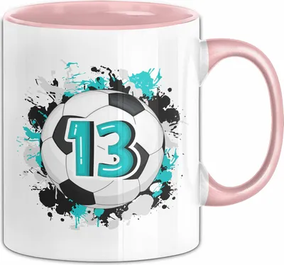 Produktbild von 13. Geburtstag Geschenk Tasse Becher Jungs Fußball Geburtstagsgeschenk  Teenager (Rosa)