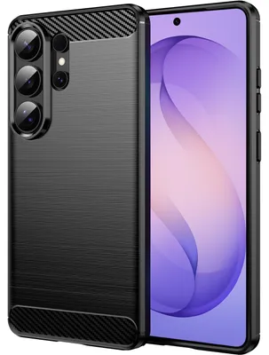 Immagine prodotto di Custodia per Samsung Galaxy S26 Ultra, custodia protettiva antiurto in silicone TPU fibra di carbonio, nera