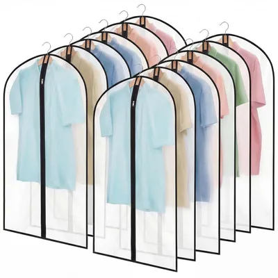 Produktbild von Kleidersäcke 12 Stück 60 x 100 cm transparent mit Reißverschluss aus PEVA