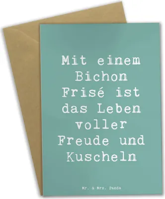 Produktbild von Mr. & Mrs. Panda Grußkarte Spruch Bichon Frisé Freude - Meeresbrise - Geschenk, glückwunschkarten, freundliche Hunde, Hunderasse, weihnachtskarten, hochzeitskarten, weiße