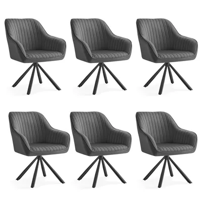 Produktbild von SONGMICS Esszimmerstuhl 6er Set, Küchenstuhl, Sessel drehbar, Samt, Polsterstuhl mit Armlehnen, bis 120 kg belastbar, Stahlbeine, für Esszimmer Küche