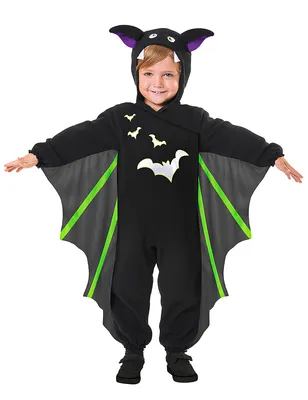 Immagine prodotto di Costume da pipistrello per bambini Costume di Halloween nero-verde-viola - 92/98 (2-3