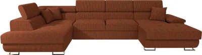 Produktbild von MIRJAN24 Wohnlandschaft Cotere Bis Cord, U-Form Eckcouch mit Schlaffunktion und Bettkasten (Farbe: Poso 39, Seite: Links)