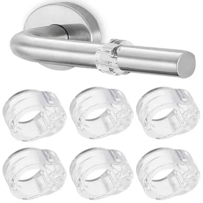 Produktbild von Set mit 6 Türgriffschonern, Wandschonern, Türstoppern, hochelastischen Türgriffschonern, transparenten Türstoppern zum Schutz von Wänden und Möbeln.
