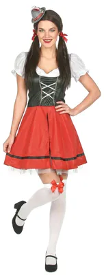Obrázek produktu pro y bavorský kostým dirndl pro ženy černo-bílo-červený M / L