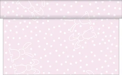Produktbild von Sovie HOME Tischläufer Rabbits in Rosa aus Linclass® Airlaid 40 cm x 4,80 m, 1 Stück - Ostern