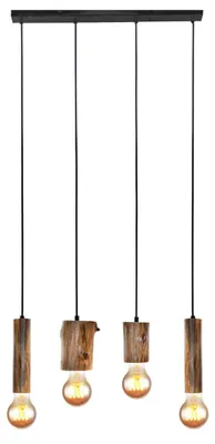 Produktbild von Hängeleuchte, Holz Eukalyptus, schwarz, H 150 cm