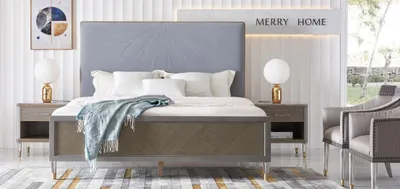 Produktbild von Bett 2x Nachttisch 3 tlg. Schlafzimmer Set Design Modern Luxus Betten Gruppe Neu