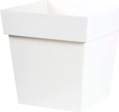 Image de Pot de fleurs carré blanc en plastique, 39 x 39 x 39 cm, 38 l