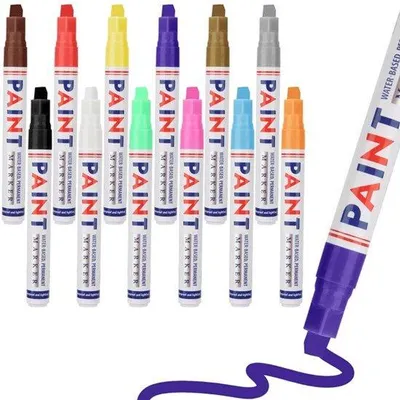 Produktbild von 12 Farbmarker, 12 Farben, wasserbasiert und schnell trocknend, für kreative Malerei und Handwerk Projekte, ideal für Handwerker und Kreative (6 mm dicker Punkt)