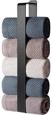 Image de Porte-serviettes en acier inoxydable, adhésif, noir, 42 cm