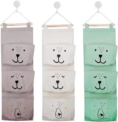 Produktbild von Set aus 3 wasserdichten hängenden Aufbewahrungstaschen für Schlafzimmer, Bad und Wohnzimmer - Multifunktionaler Organizer in 3 Farben - Ideale Aufbewahrungslösung für Spielzimmer
