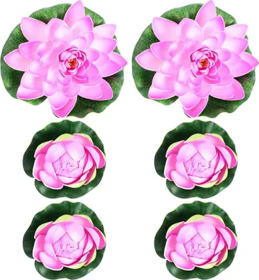 Produktbild von 6 Stücke Künstliche Lotus Lotusblume Schwimmende Seerose Lotusblüte Lotusblatt für Garten Deko Gartenteich Pool Aquarium Fisch Teich Wasserpflanzen