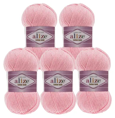5 x 100g Strickgarn Alize Cotton Gold Uni Klassikgarn Häkelgarn flamingorosa