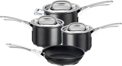 Imagen del producto de Silecomplaza, juego de ollas y sartenes de inducción, 4 piezas: set de ollas y sartenes antiadherentes con tapas y mangos de acero inoxidable, utensilios de cocina de alta calidad, aptos para lavavajillas, color