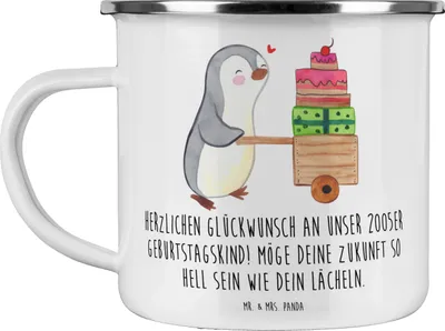 Produktbild von Mr. & Mrs. Panda Teetasse 2005 Geburtstag - Weiß - Geschenk, Emaille Becher, Jahr, Geburtstagsgruß, Jahrgang, Alter, Pott, Teebecher, Geburtstagsjahr, Emailletasse, Tasse
