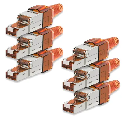 Produktbild von Netzwerkstecker CAT7 RJ45 6 Netzwerk Stecker geschirmt Werkzeuglos Zugentlastung