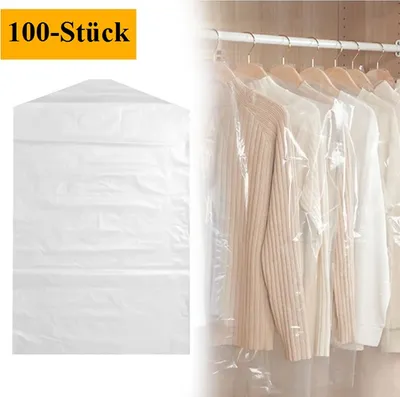 Image de Lot de 50 housses de protection transparentes pour vêtements | Housses de protection transparentes | Film protecteur pour vêtements - Dimensions : 60 x 100 cm - 50 housses | Housses de protection pour vêtements | Housse pour vêtements | Protection contre la poussière | Sacs pour vêtements