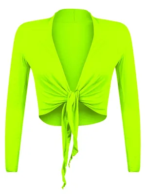 Obrázek produktu pro Dámská elegantní bolerová halenka s dlouhými rukávy, vhodná ke zavázání, barva: zelená