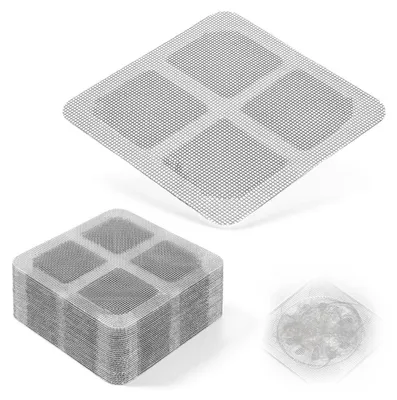Obrázek produktu pro Jednorázové sítko do sprchy a vany, 100 kusů | Sítko do odtoku, které zachycuje vlasy a zabraňuje ucpávání | 10x10 cm | Snižuje zápach