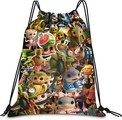 Immagine prodotto di Borsa da ginnastica Brainrot per bambini, Borsa sportiva Brainrot per ragazzi, Borsa sportiva Brainrot con coulisse, Borsa da ginnastica per la scuola e il nuoto