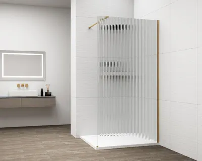 Produktbild von Polysan ESCA GOLD MATT Dusch-Glasteil, Wandmontage, Glas Flute, 1500 mm