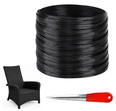 Flechtmaterial 70 m, schwarz, viersträngig, Rattan