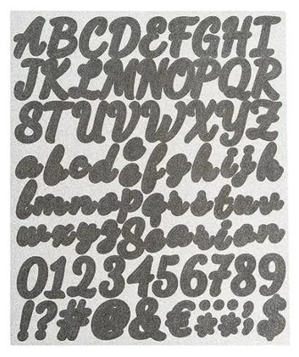 Immagine prodotto di Adesivi glitterati: lettere, numeri e simboli neri, 83 pezzi - Dalprint dpCraft
