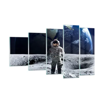 Produktbild von Bilder auf glas - Astronaut Mond Erde Raum - 100x60cm - Glasbilder - Wandbilder - Kunstdruck - zum Aufhängen bereit - Wanddekoration aus Glas - Glas Bilder - Wandbild auf Glas - GEG100x60-2864