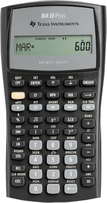 Produktbild von TEXAS INSTRUMENTS Finanzrechner TI-BA II Plus Batteriebetrieb schwarz