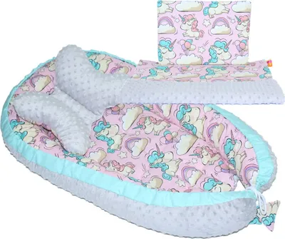 Produktbild von Baby MINKY Nestchen Kokon Kuschelnest Reisebett 2-seitig Kissen Decke Schmetterling Kissen - 4T- 27