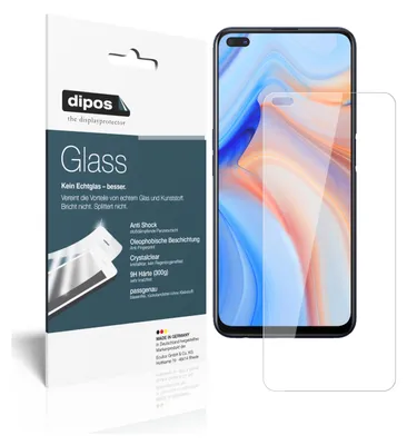 Produktbild von 2x Schutzfolie für Oppo Reno4 Z 5G - Anti-Shock 9H Folie dipos Glass Kunststoffglas