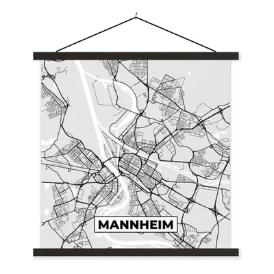 Produktbild von MuchoWow® Textilposter Deutschland - Karte - Mannheim - Stadtplan 90x90 cm mit schwarzem Rahmen - Magnetisches