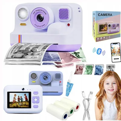 Produktbild von Kinderkamera - Digitalkamera für Kinder - 1080p HD - Zwei Selfie-Kameras - Sofortdruck mit Papier - Micro-SD bis 32 GB (nicht enthalten) - Lila