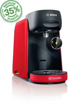 Produktbild von Bosch TAS163E, Pad-Kaffeemaschine, 0,7 l, Kaffeekapsel, 1400 W, Schwarz, Rot