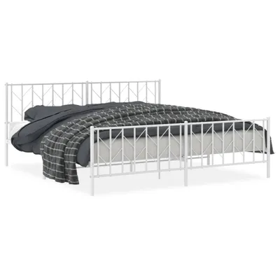 Productafbeelding van Bedframe met hoofd- en voeteneinde metaal wit 193x203 cm