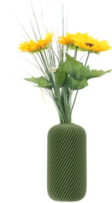 Produktbild von 3D Druck Deko Vase Flasche für Kunstblumen Blumenvase Trockenblumen für Pampasgras Höhe 16cm Grün Vase für Bauklotzblumen