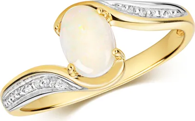 Produktbild von Funkelndes Feuer Exquisiter 9 Karat (375) Gold Damen - Diamant Ring Brillant-Schliff H - PK mit Opal, 57 (18.1); TRS35653RSP
