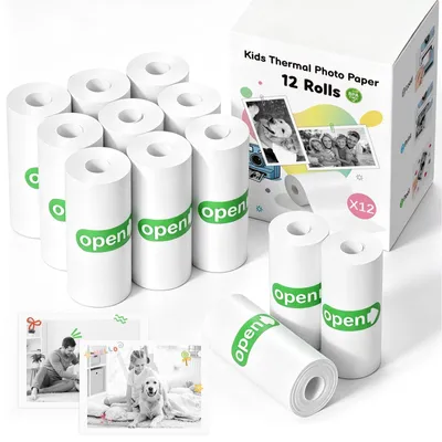 Produktbild von Thermo-Papier für Kinderkameras - 12 Rollen - 57 x 25 mm - Tintenfrei - BPA-frei