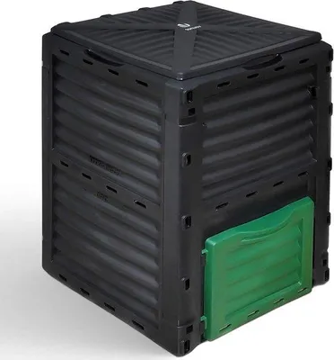 Image de Compostier de jardin de 300 litres sans PVC, noir/vert
