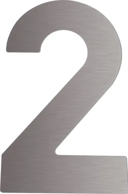 Produktbild von Hausnummer 2 - Höhe 120 mm, mit 2 Gewindenocken M5, Edelstahl