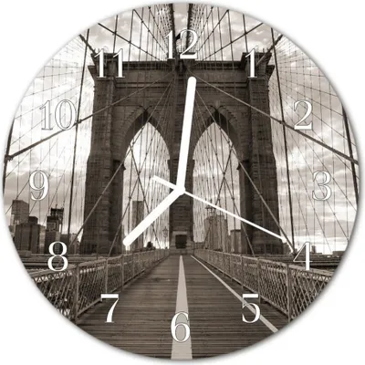 Produktbild von Glasuhr Wanduhr Küchenuhr Echt-Glas 30fi cm Brücke grau