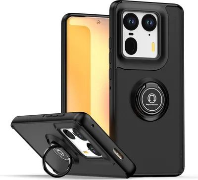 Immagine prodotto di Custodia per Motorola Edge 50 Custodia in TPU traslucido ultra opaco con supporto ad anello e supporto Nero