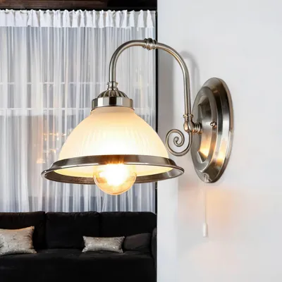 Produktbild von Wandlampe Jugendstil Silber Metall Glas E27 Wandleuchte Wohnzimmer Schlafzimmer Flur