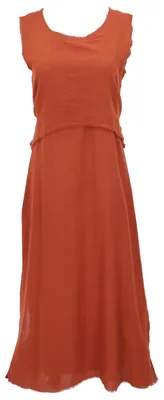 Produktbild von Boho Baumwollkleid, Luftiges Natürliches Sommerkleid, Lagenkleid - Rostrot, Damen, Baumwolle, Größe: M