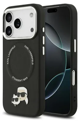 Image de KARL LAGERFELD étui pour IPHONE 17 Pro compatible avec MagSafe KLHMP17LPSMLRKCK (PU K&C Pins) black